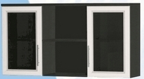 Антресоль большая с двумя стеклодверями ДЛЯ ГОСТИНОЙ АБС-2 Венге/Дуб выбеленный в Кедровом - kedrovyi.mebel54.com | фото