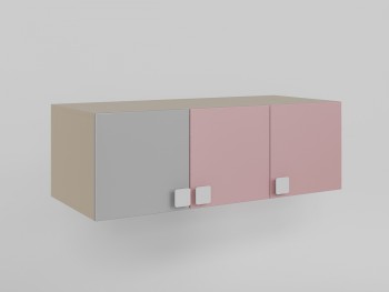 Антресоль на шкаф 3-х створчатый (Розовый/Серый/корпус Клен) в Кедровом - kedrovyi.mebel54.com | фото