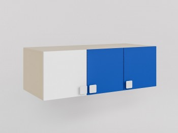 Антресоль на шкаф 3-х створчатый Скай люкс (Синий/Белый/корпус Клен) в Кедровом - kedrovyi.mebel54.com | фото