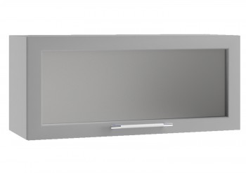 Барселона ШВГС 800 Шкаф верхний горизонтальный со стеклом (Голубой тик/корпус Белый) в Кедровом - kedrovyi.mebel54.com | фото