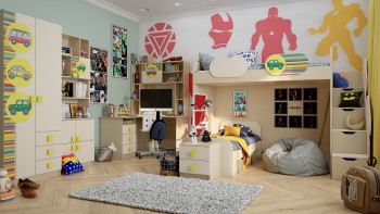 Детская комната Клаксон (Бежевый/корпус Клен) в Кедровом - kedrovyi.mebel54.com | фото