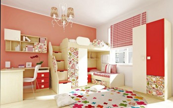 Детская комната Ретвит (Бежевый/Красный/корпус Клен) в Кедровом - kedrovyi.mebel54.com | фото