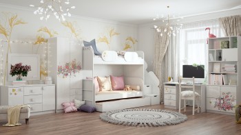 Детская комната Совушки (Белый/корпус Выбеленное дерево) в Кедровом - kedrovyi.mebel54.com | фото