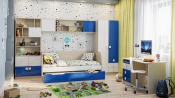 Диван-кровать Скай люкс (Синий/Белый/корпус Клен) в Кедровом - kedrovyi.mebel54.com | фото