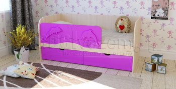 Друзья Кровать детская 2 ящика 1.6 Фиолетовый глянец в Кедровом - kedrovyi.mebel54.com | фото