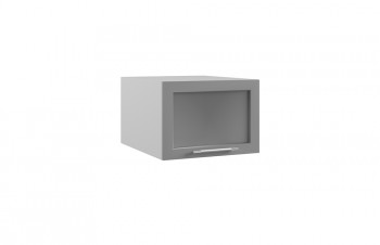 Гарда ГПГС 500 шкаф верхний горизонтальный глубокий со стеклом (Белый патина/корпус Серый) в Кедровом - kedrovyi.mebel54.com | фото