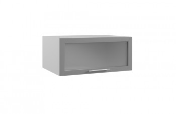 Гарда ГПГС 800 шкаф верхний горизонтальный глубокий со стеклом (Белый патина/корпус Серый) в Кедровом - kedrovyi.mebel54.com | фото