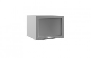 Гарда ГВПГС 600 шкаф верхний горизонтальный глубокий со стеклом высокий (Белый патина/корпус Серый) в Кедровом - kedrovyi.mebel54.com | фото