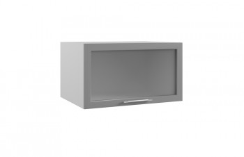 Гарда ГВПГС 800 шкаф верхний горизонтальный глубокий со стеклом высокий (Белый патина/корпус Серый) в Кедровом - kedrovyi.mebel54.com | фото