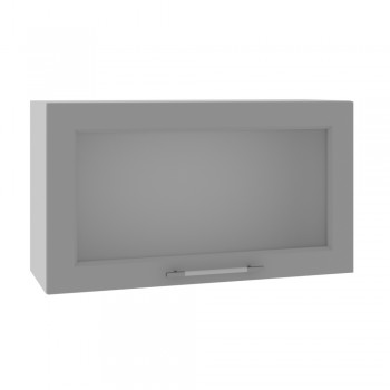 Гарда ВПГС 800 шкаф верхний горизонтальный со стеклом высокий (Белый патина/корпус Серый) в Кедровом - kedrovyi.mebel54.com | фото