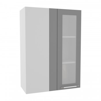 Гарда ВПУС 650 шкаф верхний угловой со стеклом высокий (Белый патина/корпус Серый) в Кедровом - kedrovyi.mebel54.com | фото