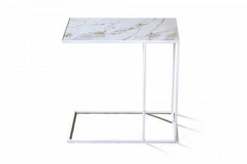 Журнальный столик Stone 01 (Круглый) Металл/Керамика 250 Белый в Кедровом - kedrovyi.mebel54.com | фото