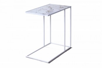 Журнальный столик Stone 018 (Прямоугольный) Металл/Керамика 500 Белый в Кедровом - kedrovyi.mebel54.com | фото
