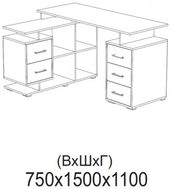 Компьютерный стол угловой СКМУ-3 белый в Кедровом - kedrovyi.mebel54.com | фото