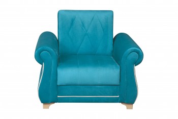 Кресло для отдыха "Порто" (велюр киви бирюза / микровельвет крем) в Кедровом - kedrovyi.mebel54.com | фото