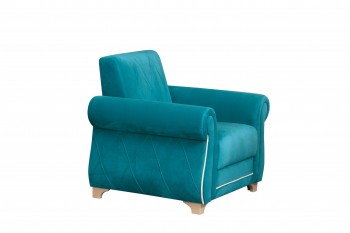 Кресло для отдыха "Порто" (велюр киви бирюза / микровельвет крем) в Кедровом - kedrovyi.mebel54.com | фото