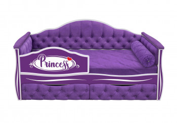 Кровать 160 серии Иллюзия 2 ящика 32 Фиолетовый (мягкие боковые накладки/подушка валик) в Кедровом - kedrovyi.mebel54.com | фото