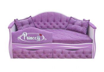 Кровать 160 серии Иллюзия 2 ящика 67 Светло-фиолетовый (подушки/мягкий бортик) в Кедровом - kedrovyi.mebel54.com | фото