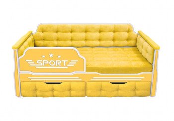 Кровать 160 серии Спорт 2 ящика 74 Жёлтый (мягкие боковые накладки) в Кедровом - kedrovyi.mebel54.com | фото