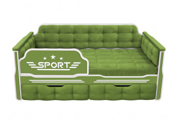 Кровать 160 серии Спорт 2 ящика 76 Зелёный (мягкие боковые накладки) в Кедровом - kedrovyi.mebel54.com | фото