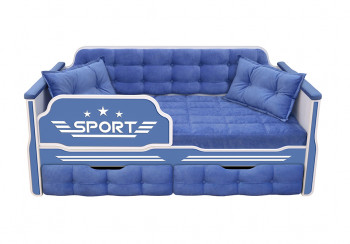 Кровать 160 серии Спорт 2 ящика 85 Синий (подушки) в Кедровом - kedrovyi.mebel54.com | фото