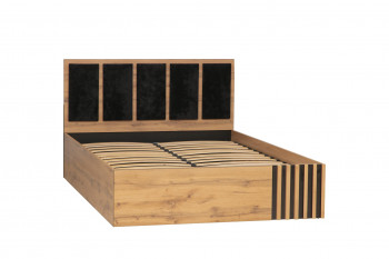 Кровать 1600 Либерти (дуб вотан/черный/велюр монако черный/ортопед/51.19) в Кедровом - kedrovyi.mebel54.com | фото