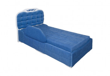Кровать 190 Атлет Lux 29 Синий (мягкий бортик) в Кедровом - kedrovyi.mebel54.com | фото