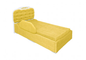 Кровать 190 Атлет Lux 74 Жёлтый (мягкий бортик) в Кедровом - kedrovyi.mebel54.com | фото
