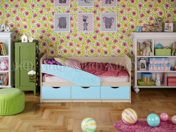 Кровать Бабочки 1,6м (Голубой матовый) в Кедровом - kedrovyi.mebel54.com | фото