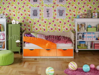Кровать Бабочки 1,6м (Оранжевый металлик) в Кедровом - kedrovyi.mebel54.com | фото