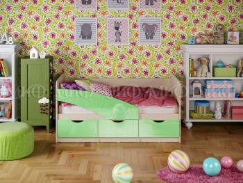 Кровать Бабочки 1,6м (Салатовый металлик) в Кедровом - kedrovyi.mebel54.com | фото
