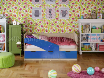 Кровать Бабочки 1,6м (Синий металлик) в Кедровом - kedrovyi.mebel54.com | фото