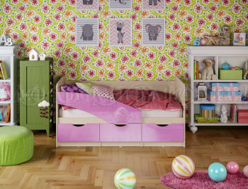 Кровать Бабочки 1,6м (Сиреневый металлик) в Кедровом - kedrovyi.mebel54.com | фото