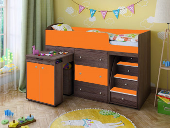 Кровать-чердак Малыш 1600 Бодего/Оранжевый в Кедровом - kedrovyi.mebel54.com | фото