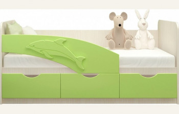 Кровать детская 1,6м Дельфин (Салатовый металлик) в Кедровом - kedrovyi.mebel54.com | фото