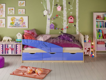 Кровать детская 1,6м Дельфин (Синий металлик) в Кедровом - kedrovyi.mebel54.com | фото
