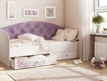 Кровать детская Эльза Белый/Фиолетовый в Кедровом - kedrovyi.mebel54.com | фото