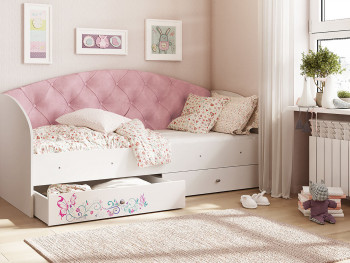 Кровать детская Эльза Белый/Розовый в Кедровом - kedrovyi.mebel54.com | фото
