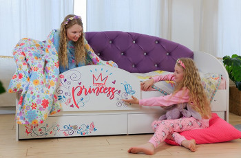 Кровать детская Эльза с бортиком Принцесса Белый/Фиолетовый в Кедровом - kedrovyi.mebel54.com | фото