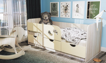 Кровать детская Минима Лего 1,86м с ящиками (дуб атланта/крем) в Кедровом - kedrovyi.mebel54.com | фото