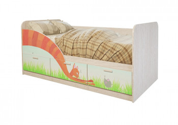 Кровать детская Минима Лего 1,86м с ящиками (дуб атланта/лиловый сад) в Кедровом - kedrovyi.mebel54.com | фото