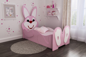 Кровать детская Зайка 1.6 Розовый/Белый в Кедровом - kedrovyi.mebel54.com | фото
