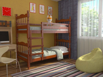 Кровать двухъярусная Соня из массива сосны 800*1890 Орех в Кедровом - kedrovyi.mebel54.com | фото