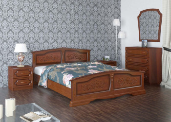 Кровать Елена из массива сосны 1800*2000 Орех в Кедровом - kedrovyi.mebel54.com | фото