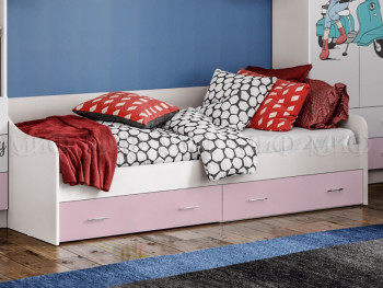 Кровать Fashion-1 Вега 0,9 м (Белый/Розовый) в Кедровом - kedrovyi.mebel54.com | фото