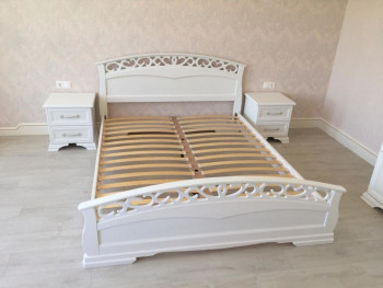 Кровать Грация-1 из массива сосны 1600*2000 Белый античный в Кедровом - kedrovyi.mebel54.com | фото