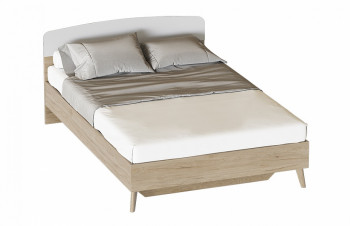  Кровать Калгари 1400 с основанием Дуб натуральный светлый/Белый матовый в Кедровом - kedrovyi.mebel54.com | фото