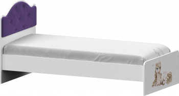 Кровать Каспер с мягкой спинкой и фотопечатью (800х1900)Белый/Фиолетовый в Кедровом - kedrovyi.mebel54.com | фото