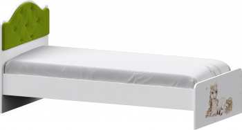 Кровать Каспер с мягкой спинкой и фотопечатью (800х1900)Белый/Лайм в Кедровом - kedrovyi.mebel54.com | фото