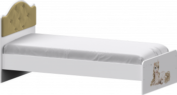 Кровать Каспер с мягкой спинкой и фотопечатью (800х1900)  Белый/Ваниль в Кедровом - kedrovyi.mebel54.com | фото